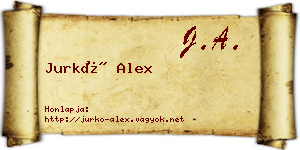 Jurkó Alex névjegykártya